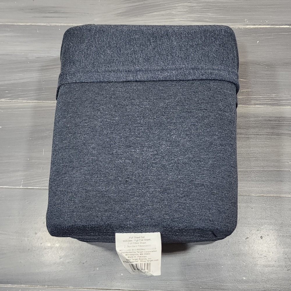 Threshold Full Sheet Set 4 Piece Heather Blue Jersey Knit Bedding Set